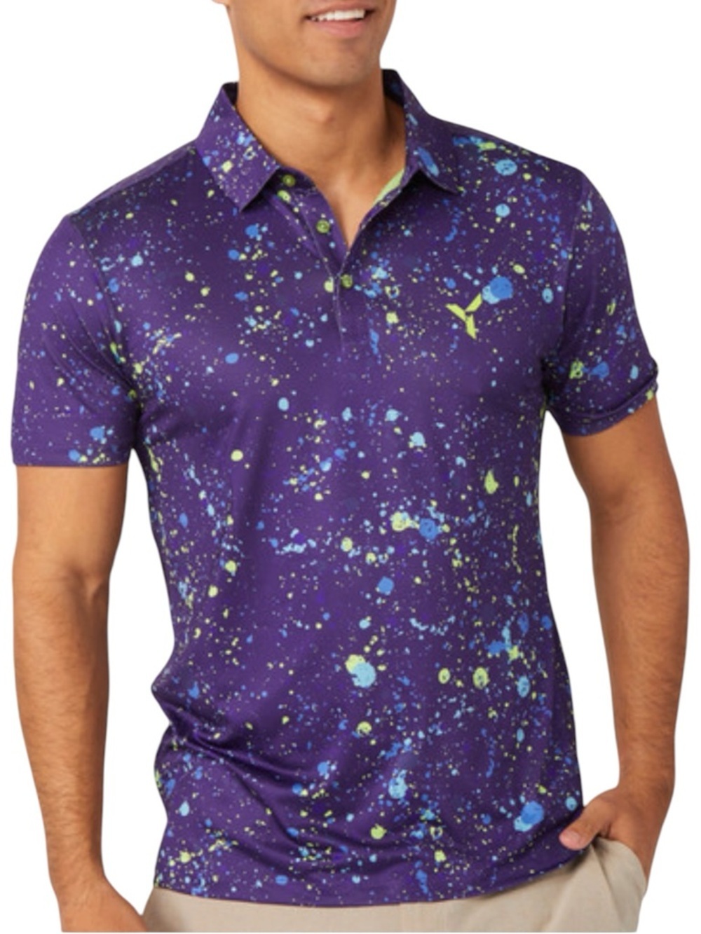 Yatta Golf Purple Splash Golf Polo Shirt Wicking Performance Wear Size 2XL
